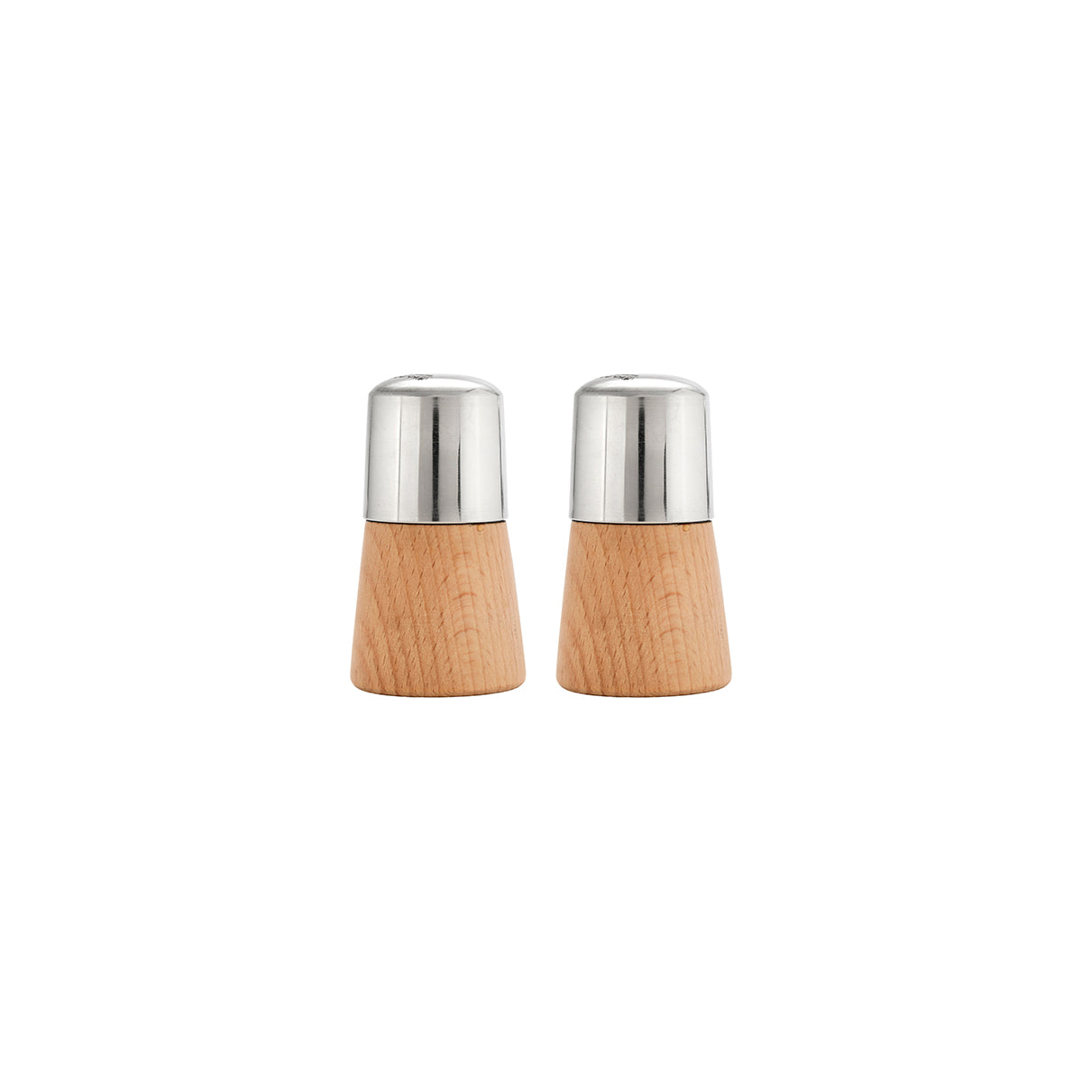 Chef Inox Salt & Pepper Shaker Stainless Steel with Wood Base