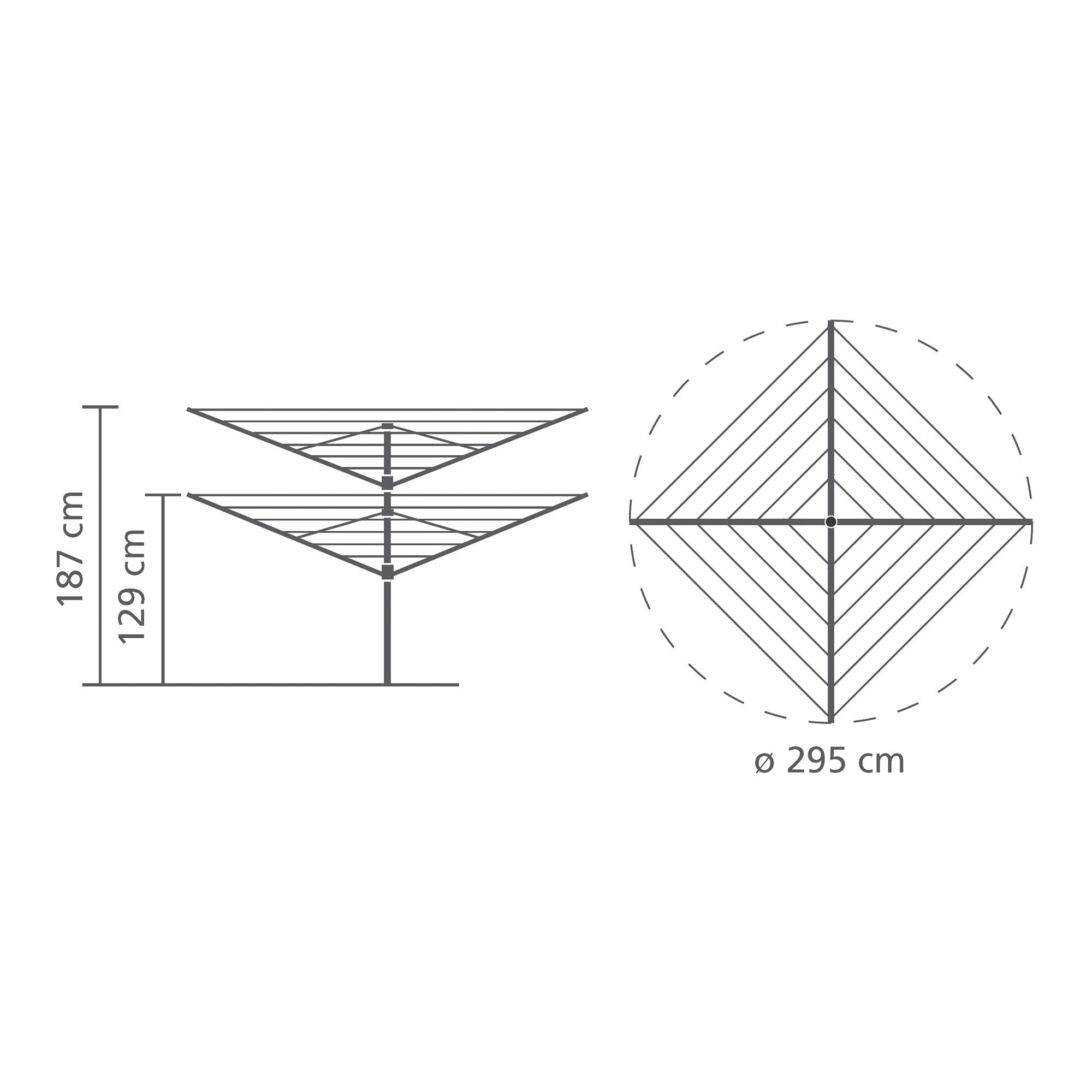 Brabantia Rotary Dryer Lift-O-Matic 4 Arm/60m - Silver