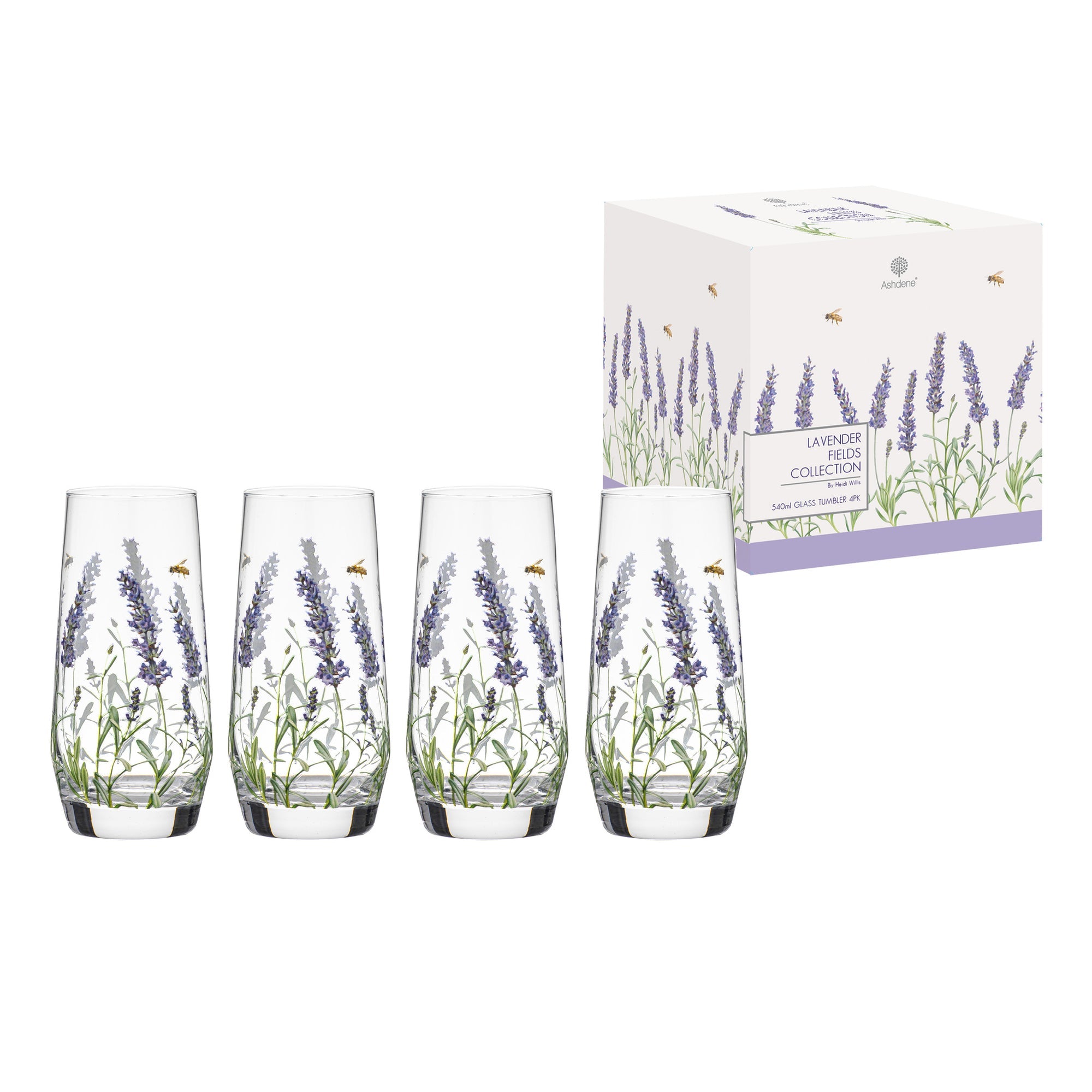 Ashdene Lavender Fields 4pk Glass Highball Tumbler