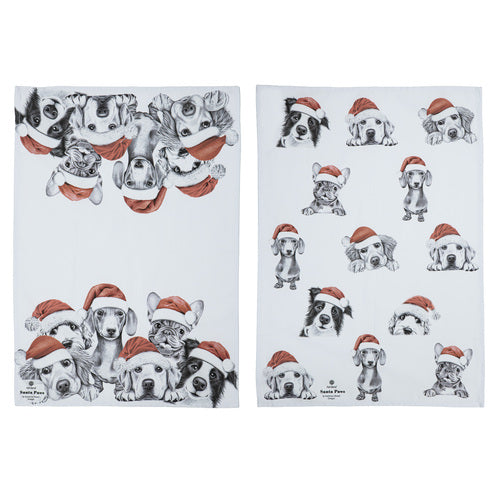 Ashdene Santa Paws Pups 2pk Kitchen Towel