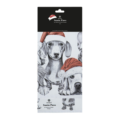 Ashdene Santa Paws Pups 2pk Kitchen Towel