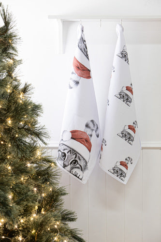 Ashdene Santa Paws Chester the Cat 2pk Kitchen Towel