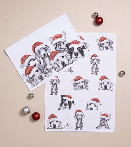 Ashdene Santa Paws Pups 2pk Kitchen Towel