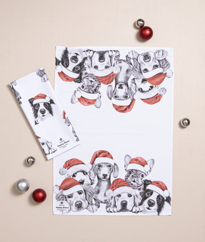 Ashdene Santa Paws Pups 2pk Kitchen Towel