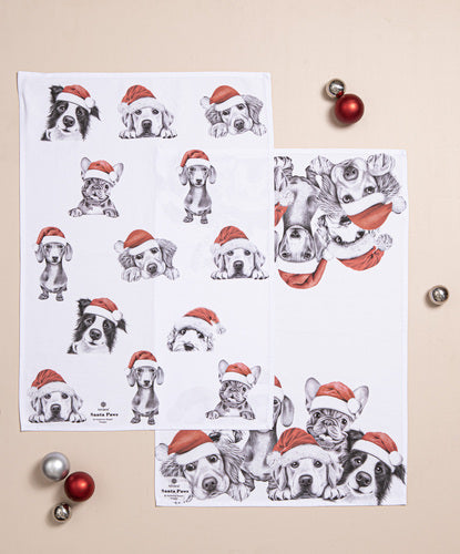 Ashdene Santa Paws Pups 2pk Kitchen Towel