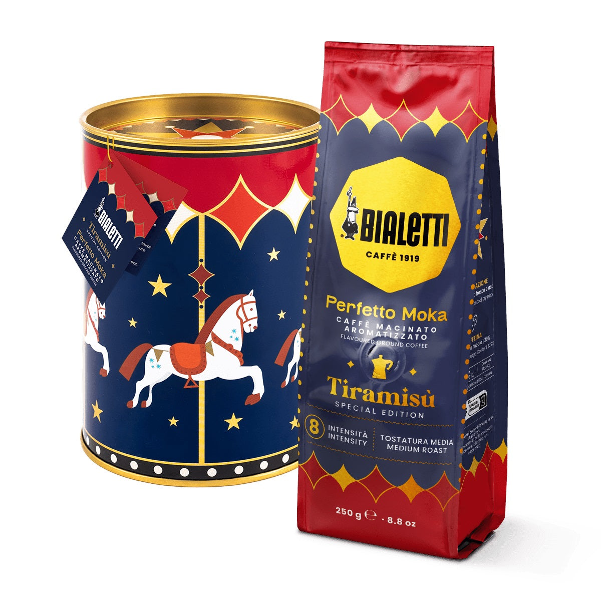 Bialetti Magico Ricordo Gift Tin – Perfetto Moka Tiramisu Ground Coffee 250g