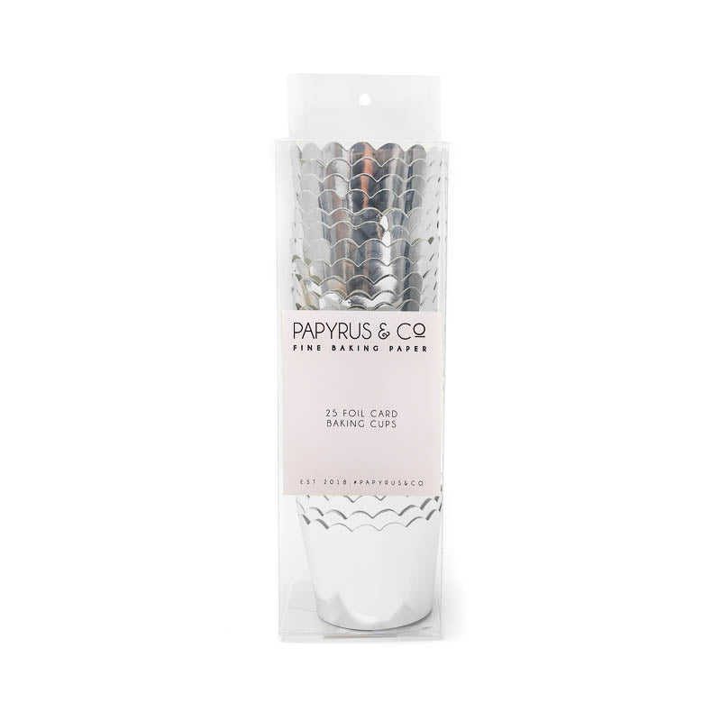 Papyrus Foil Card Baking Cups Silver 25 Pack