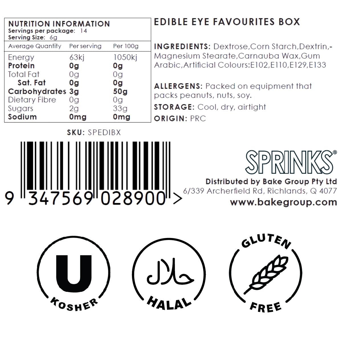 Sprinks Edible Eyes Favourites Box 70g