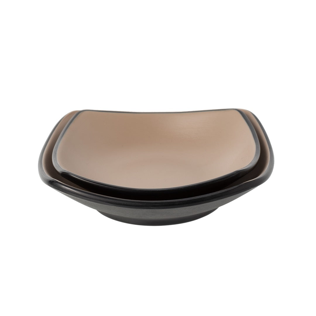COUCOU Square Bowl 130x130mm - Beige & Black