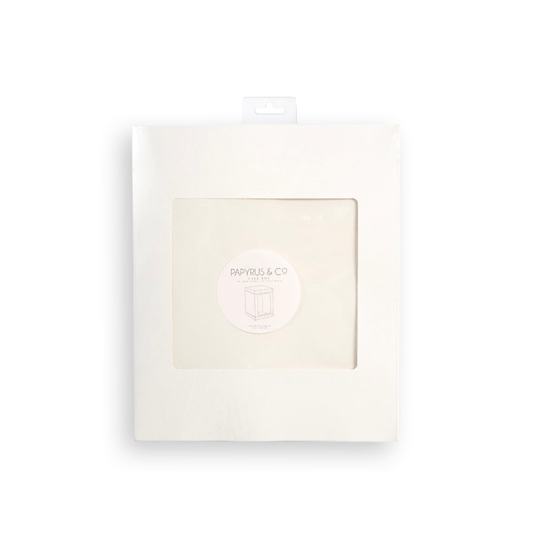 Papyrus Tall Scalloped Cake Box White 10 x 10 x 12in