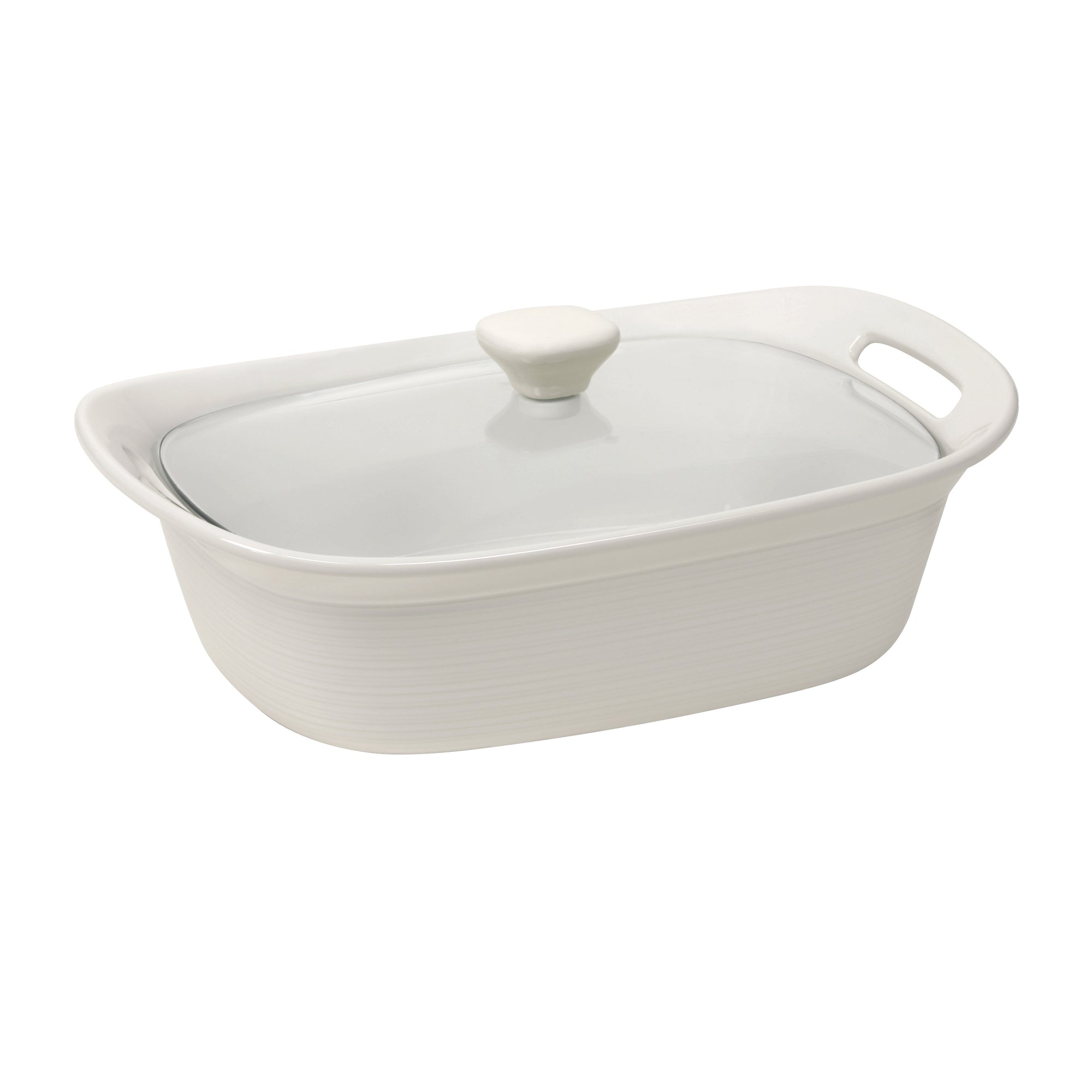 Corningware Etch White Oval Casserole Dish with Lid (2.35L)