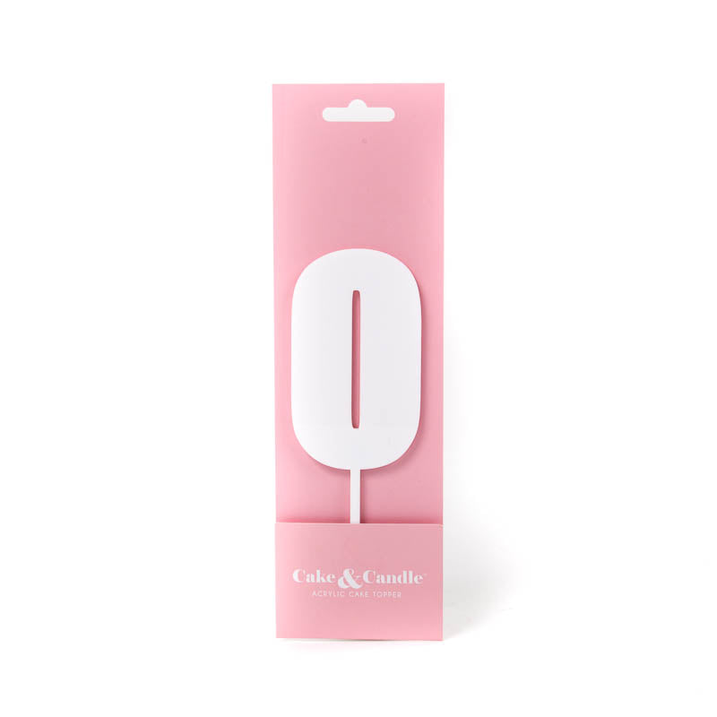 Cake & Candle Mega Number 0 Cake Topper White