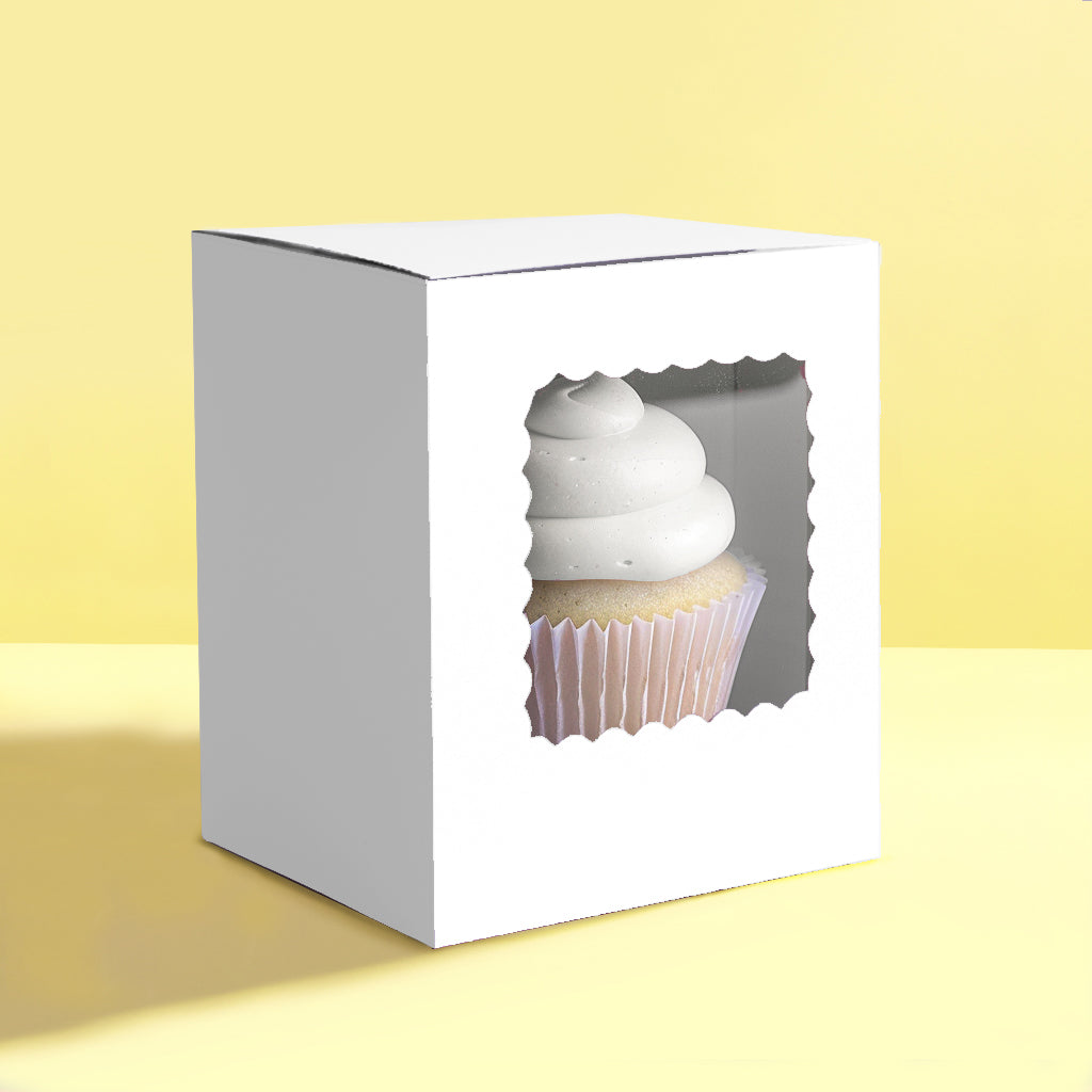 Papyrus Scalloped Single Cupcake Box White 6 Pack