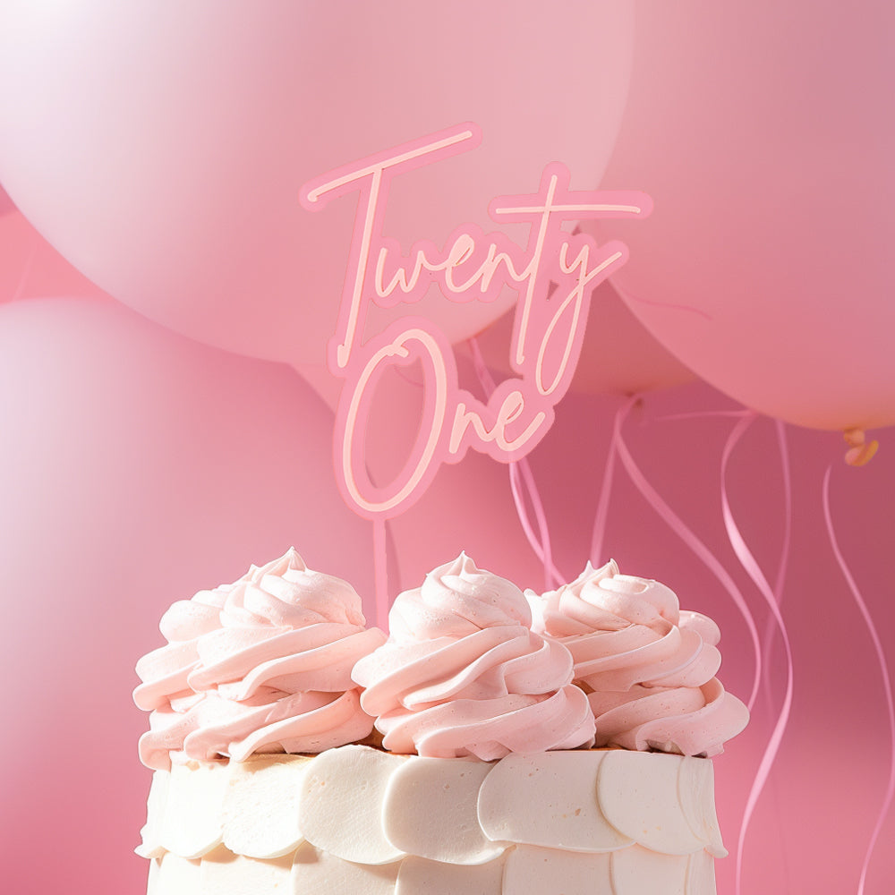 Cake & Candle Pink Opaque & Pink Layered Cake Topper 21