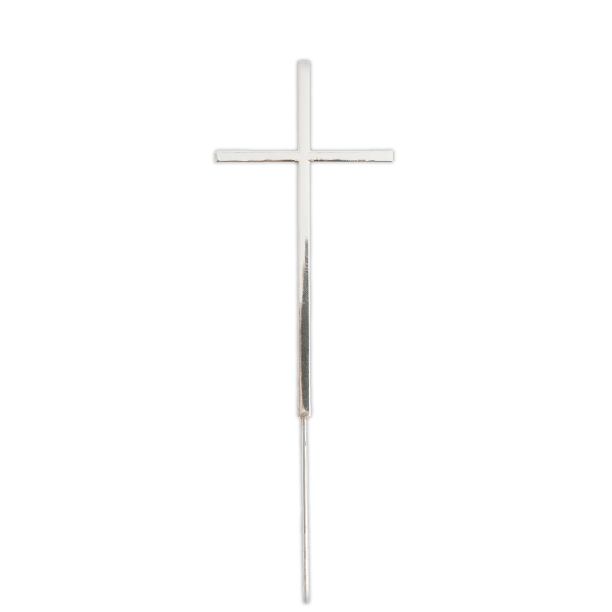 Cake & Candle Metal Cake Topper Fine Cross Silver