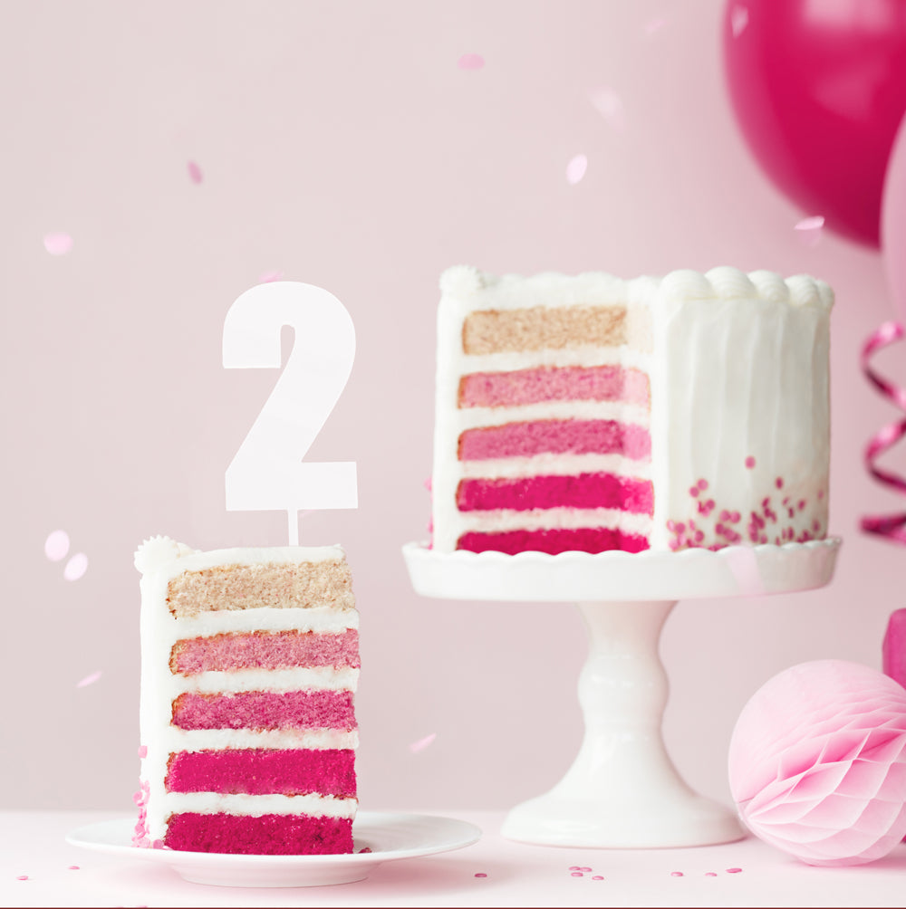 Cake & Candle Mega Number 2 Cake Topper White