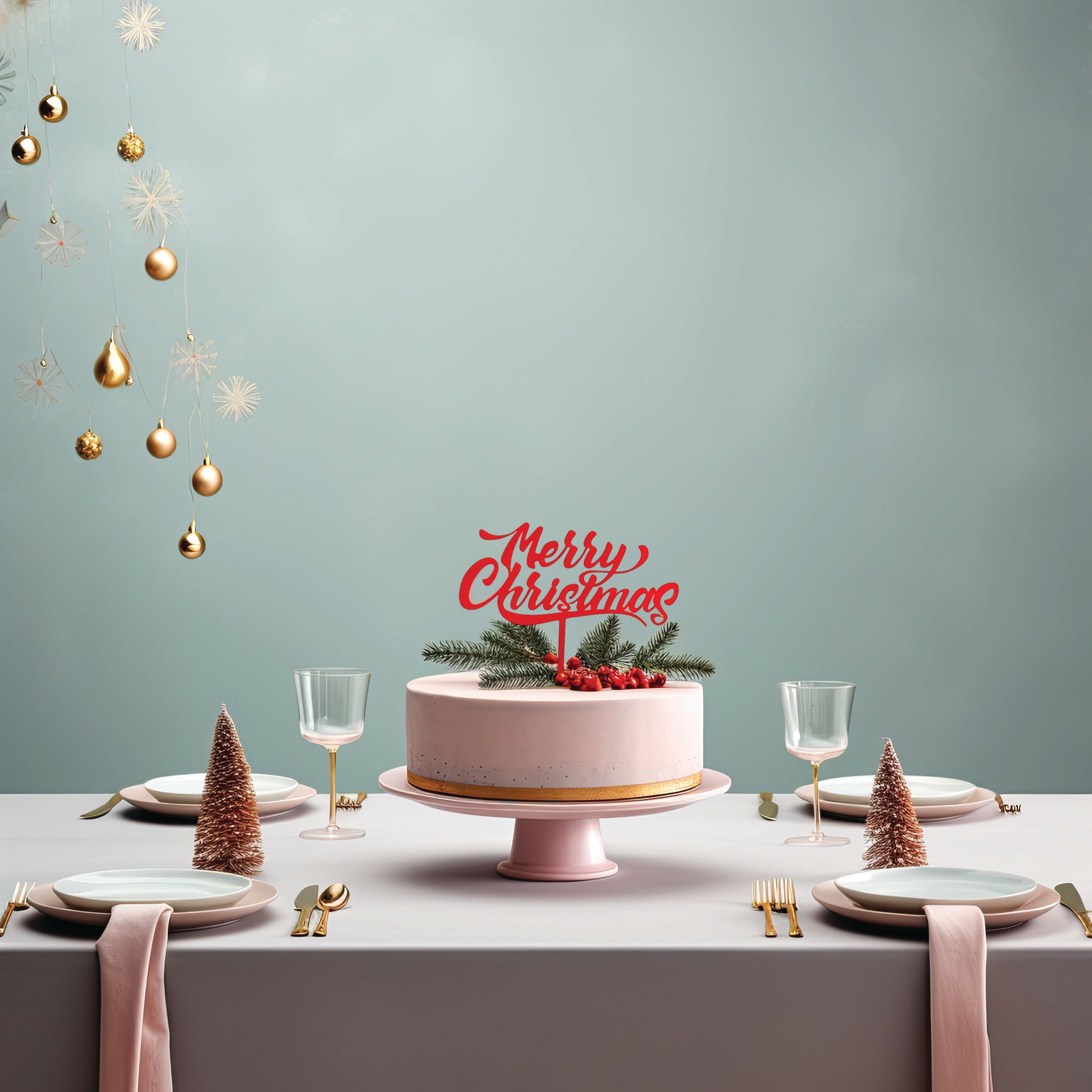 Cake & Candle Merry Christmas Cake Topper