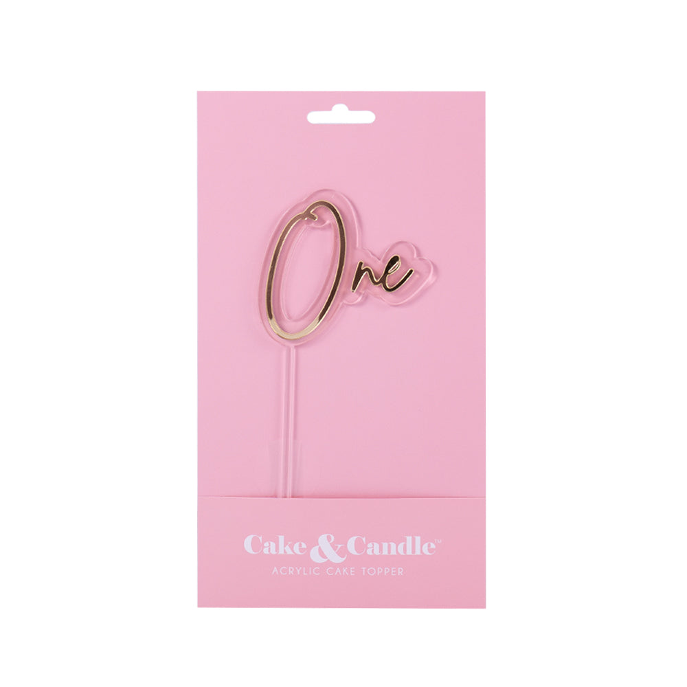 Cake & Candle Layered Cake Topper 1 Gold & Clear