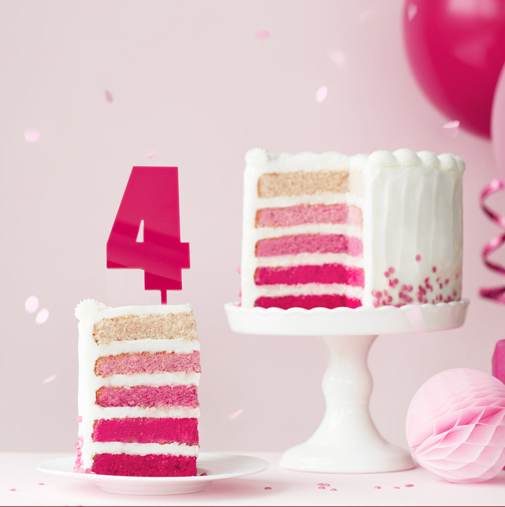 Cake & Candle Mega Number 4 Cake Topper Pink