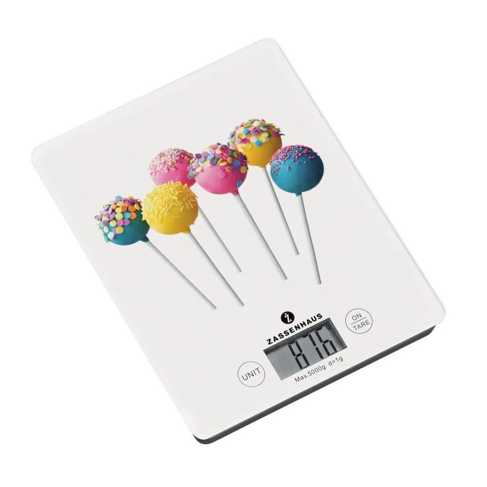 Zassenhaus Balance Digital Kitchen Scale – Cake Pop Design, 16.5 × 21.5 × 2 cm