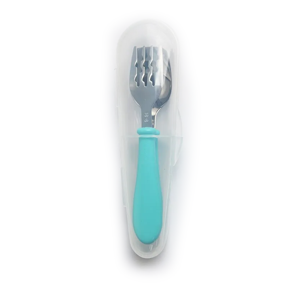 Cuitisan Infant Kid Smart Spoon Fork Set w/Case Blue