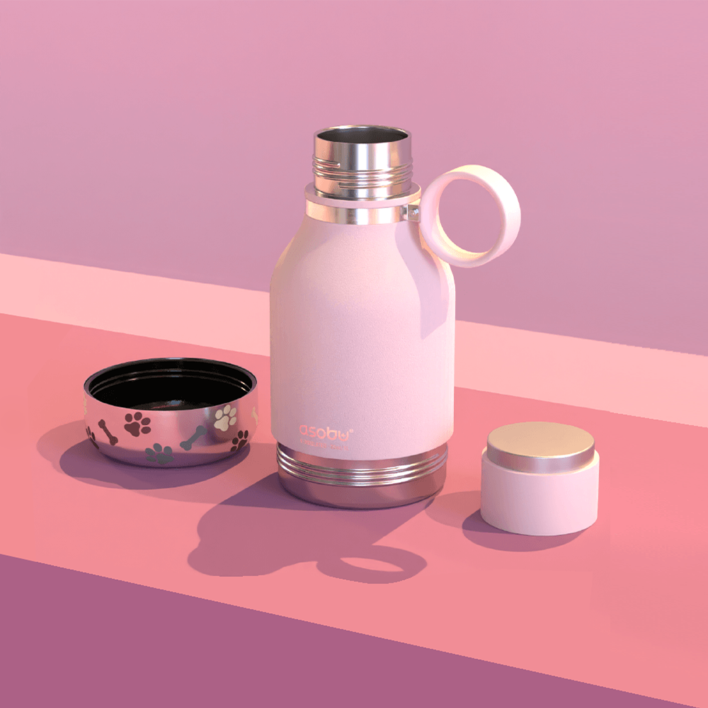 Asobu Stainless Steel Dog Bowl Bottle 975ml - Pink