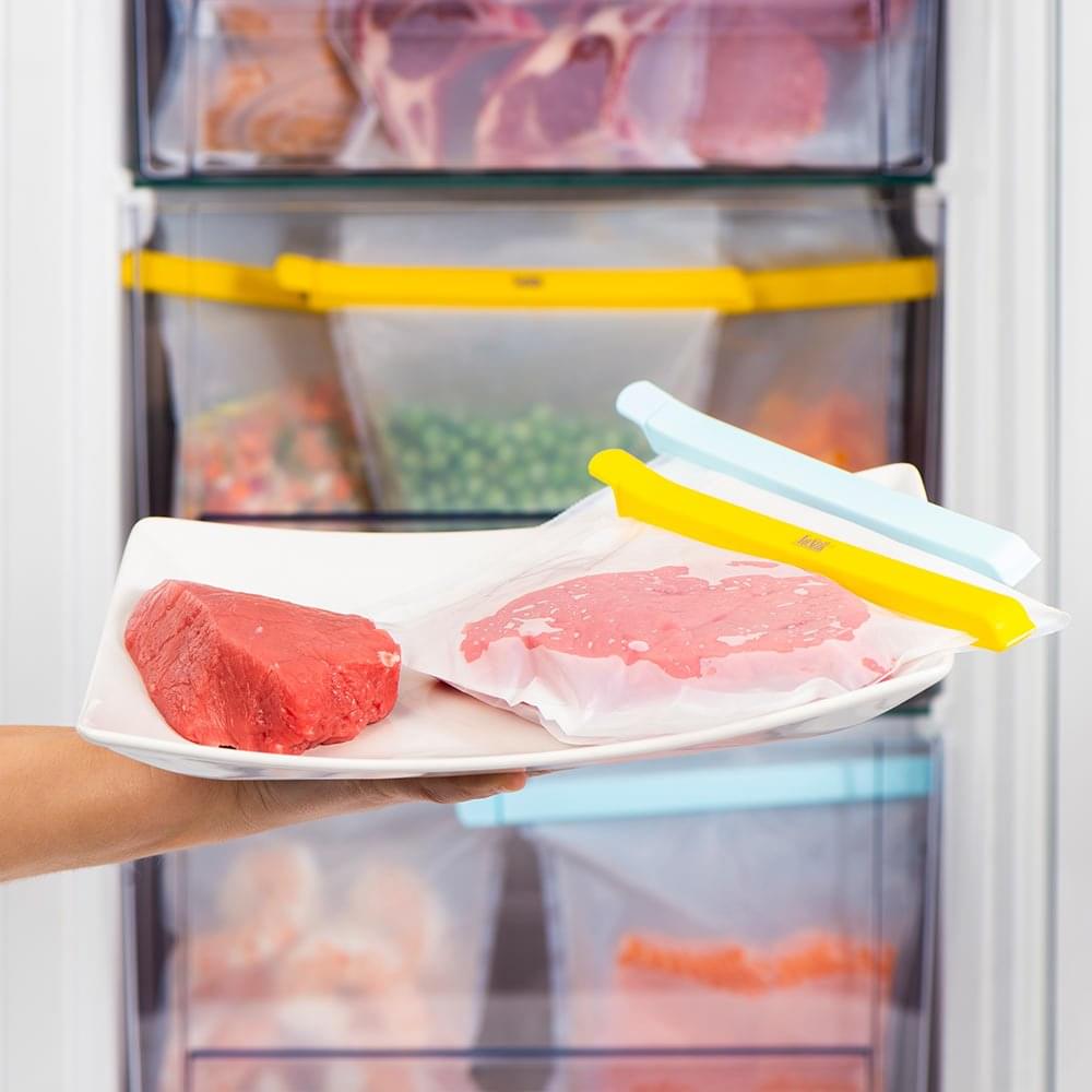 NoStik Reusable Freezer Bags + Clips Set of 4