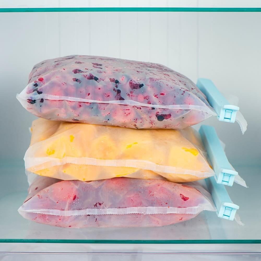 NoStik Reusable Freezer Bags + Clips Set of 4