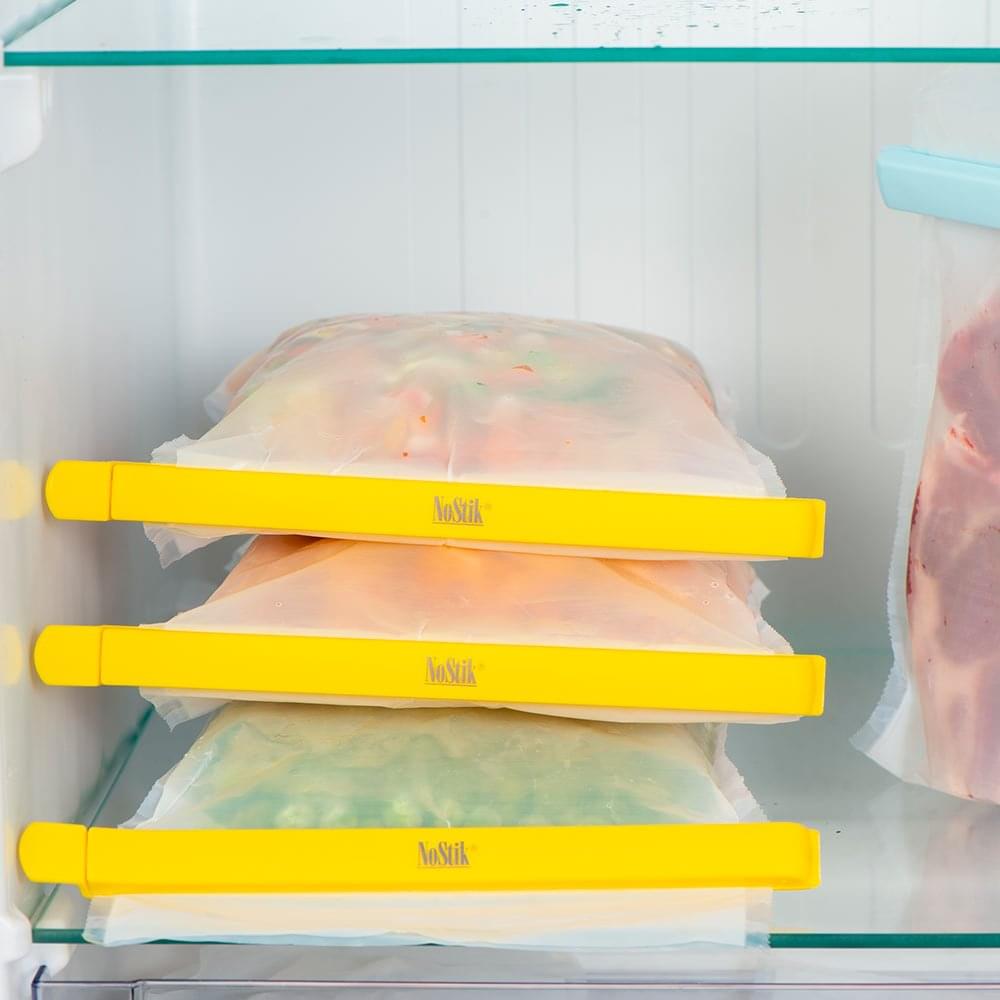 NoStik Reusable Freezer Bags + Clips Set of 4