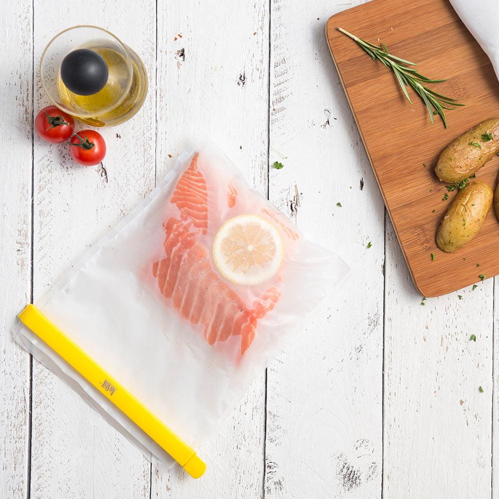 NoStik Reusable Freezer Bags + Clips Set of 4