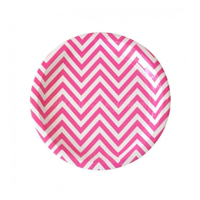 Dress My Cupcake Paper Plate 24cm Chevron Pink 10 Pack