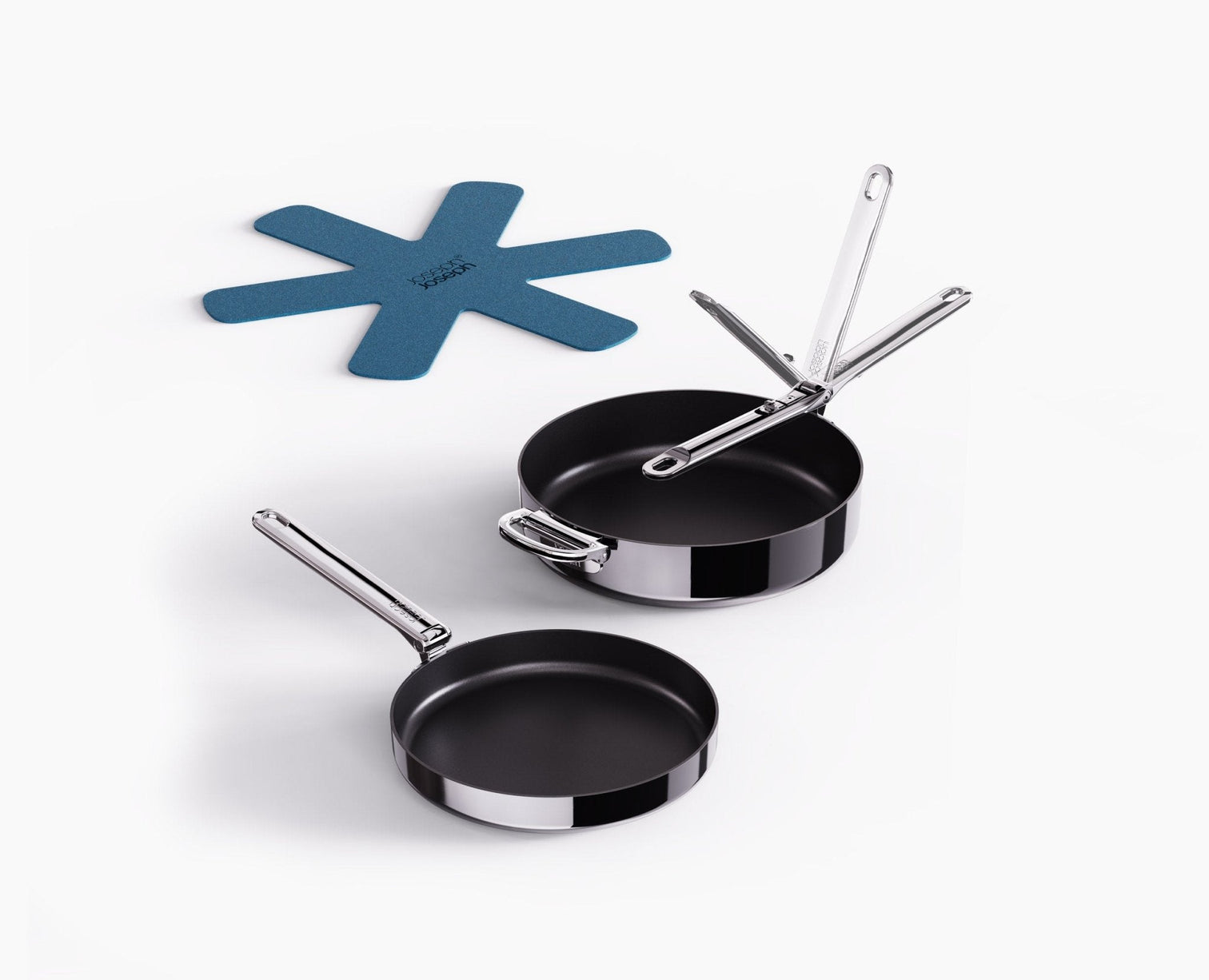 Joseph Joseph Space Steel 2-Piece Non-Stick Stainless-Steel Frying Pan  Set With Folding Handles