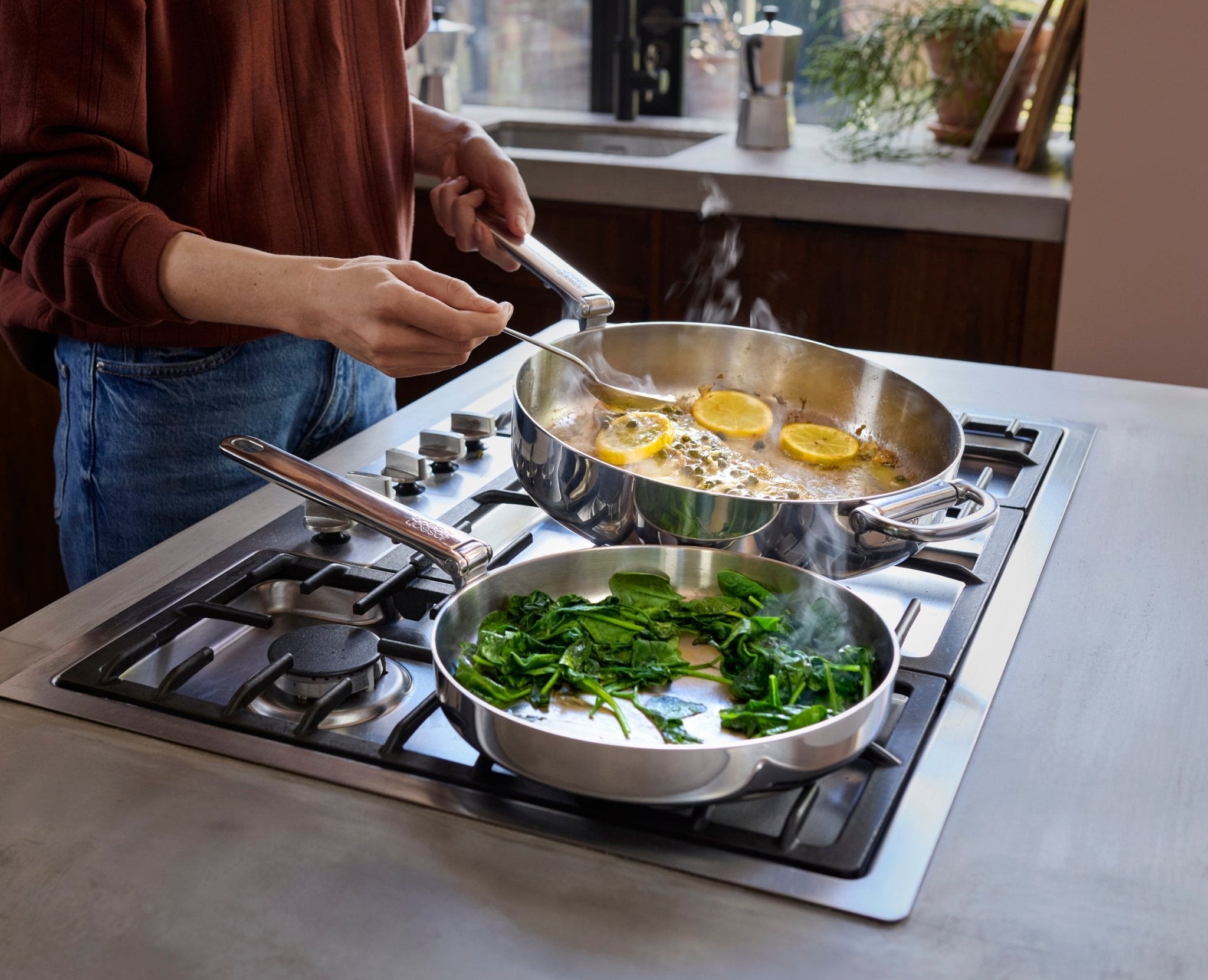 Joseph Joseph Space Steel 20 Cm (8") Stainless-Steel Frying Pan With  Folding Handle