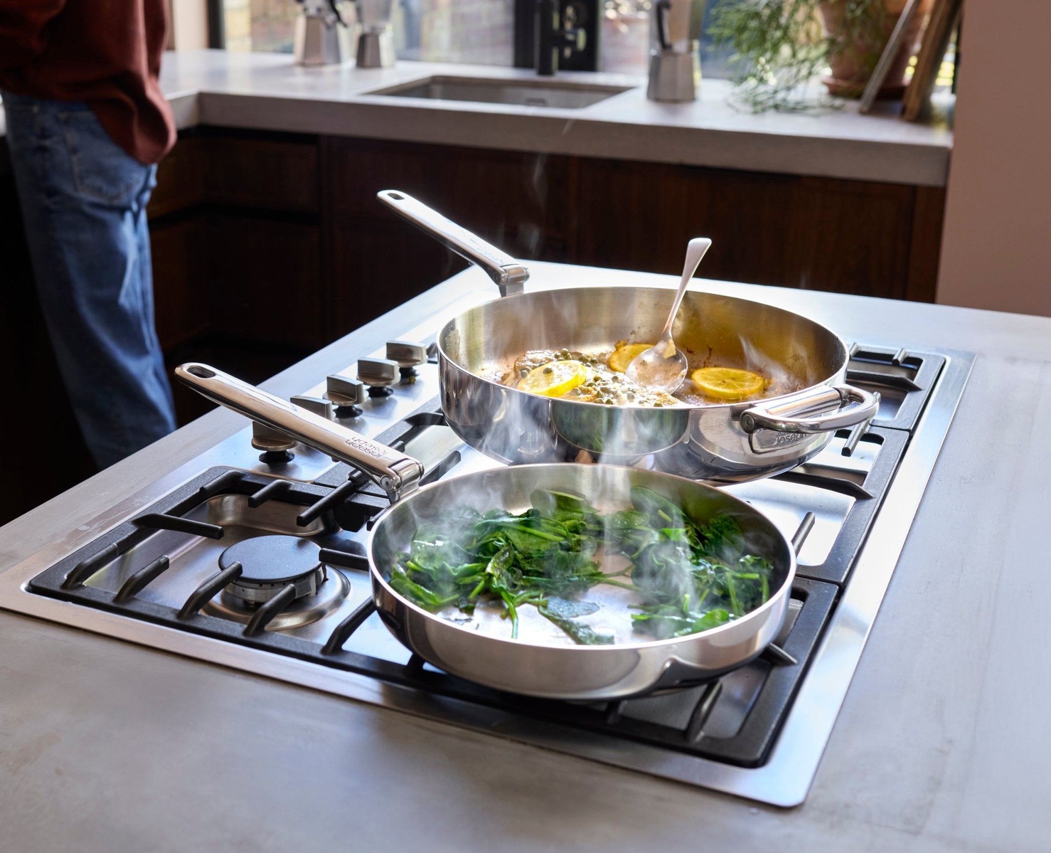 Joseph Joseph Space Steel 20 Cm (8") Stainless-Steel Frying Pan With  Folding Handle