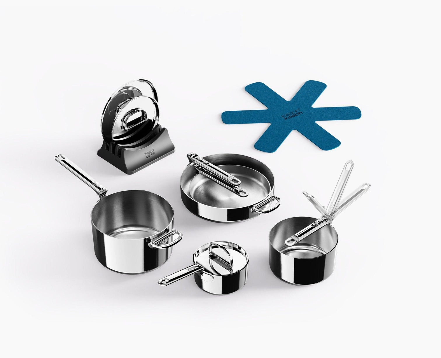Joseph Joseph Space Steel 5-Piece Stainless-Steel Cookware Set With  Folding Handles
