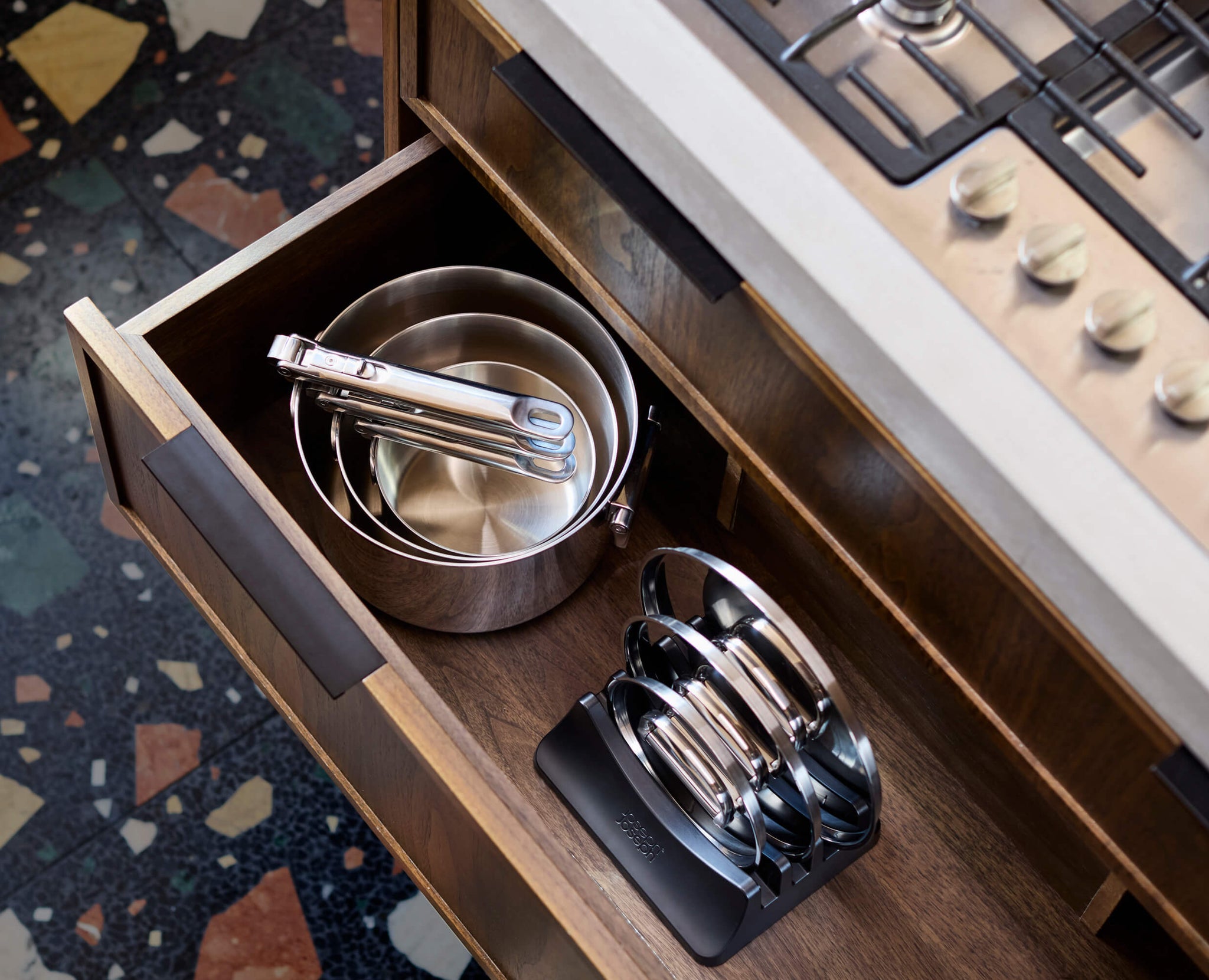 Joseph Joseph Space Steel 5-Piece Stainless-Steel Cookware Set With  Folding Handles