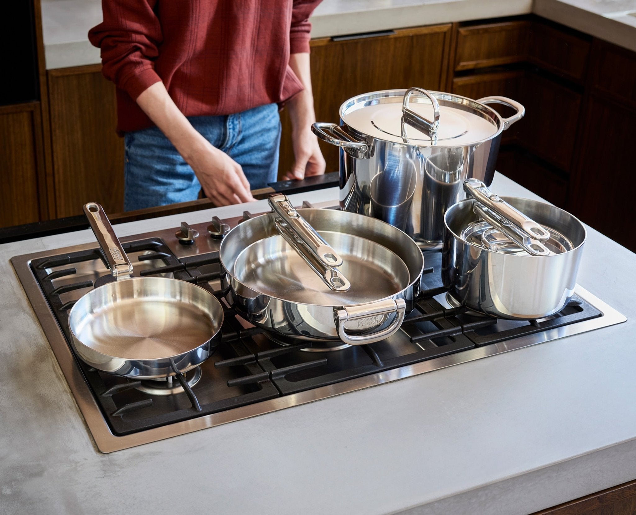 Joseph Joseph Space Steel 6-Piece Stainless-Steel Cookware Set With  Folding Handles