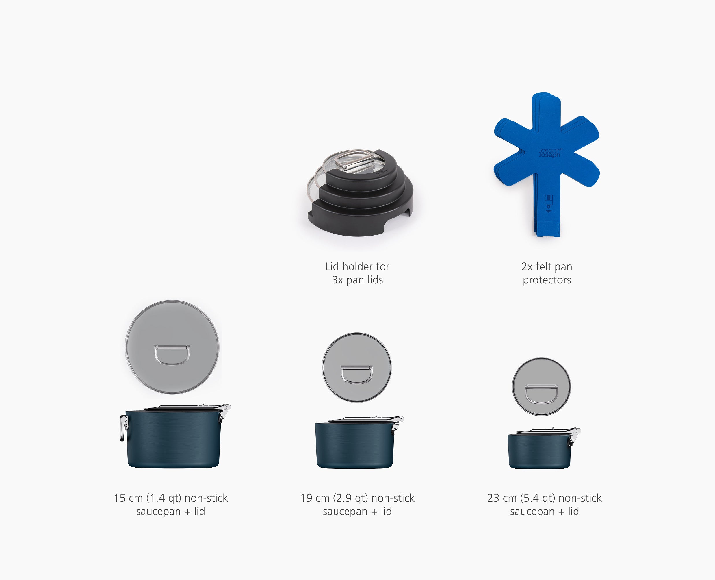 Joseph Joseph Space Stack 3-Piece Non-Stick Saucepan Set