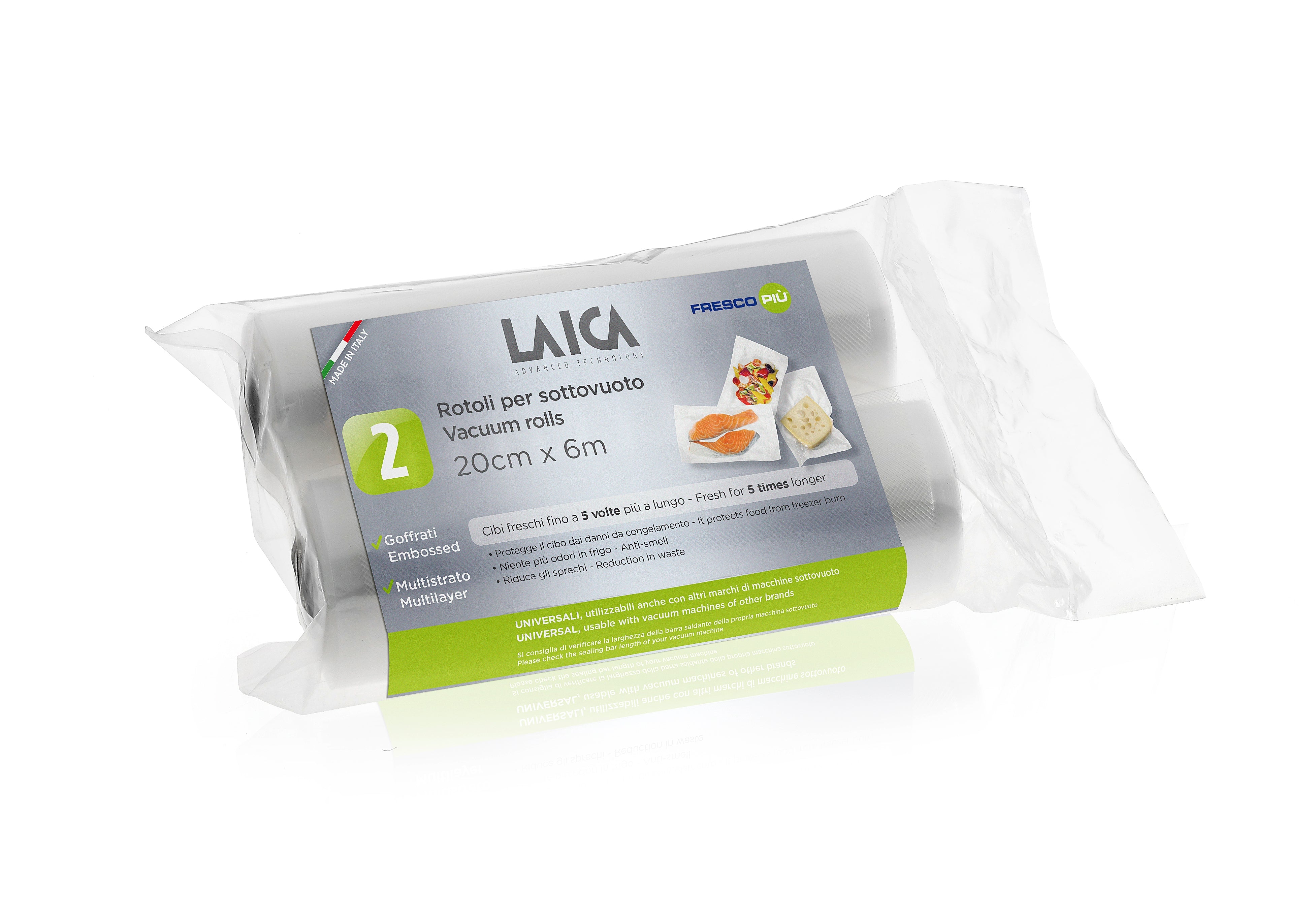 Laica Vacuum Bag Rolls 20cm x 6m - Pack of 2 Rolls