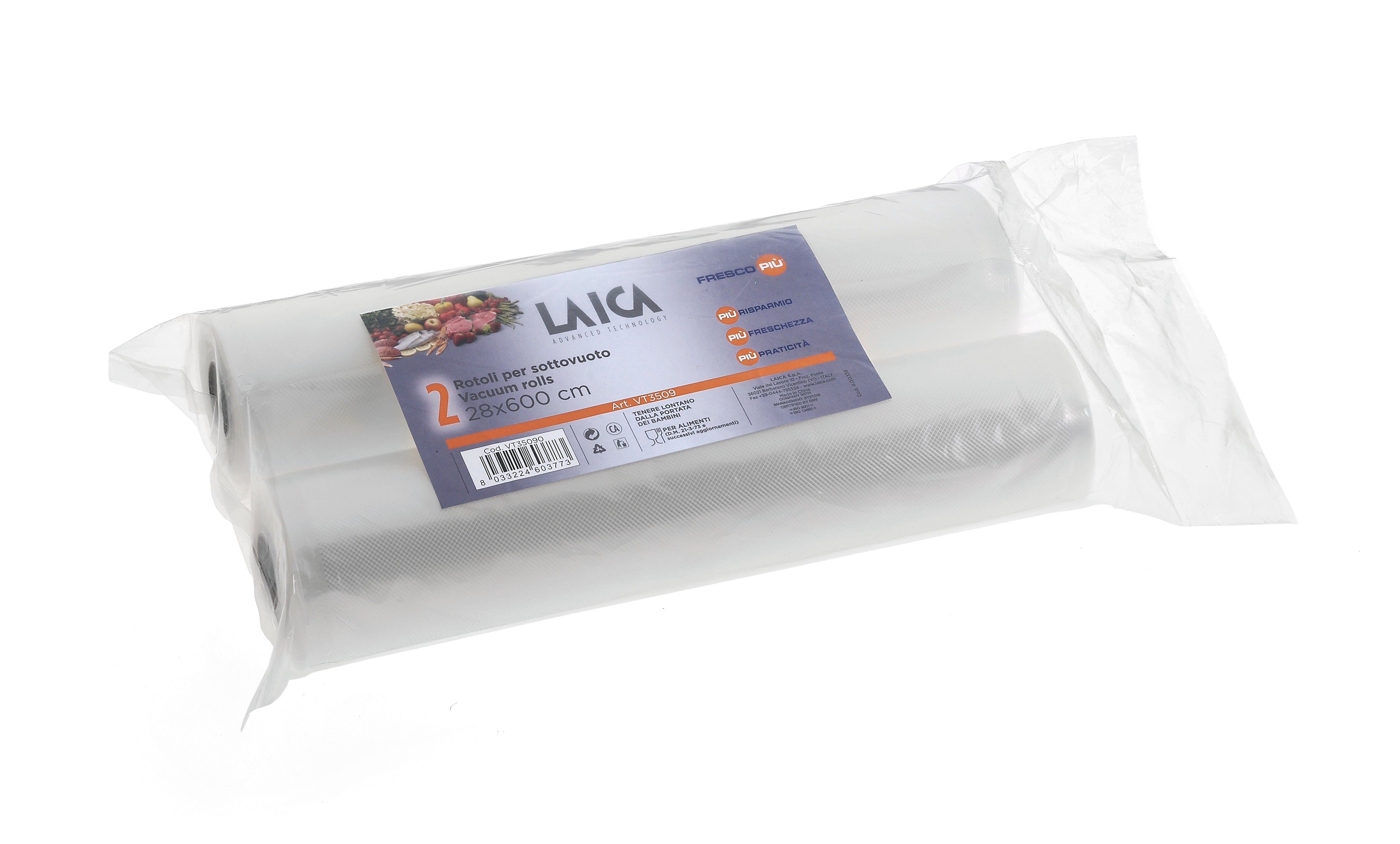 Laica Vacuum Bag Rolls 28cm x 6m - Pack of 2 Rolls