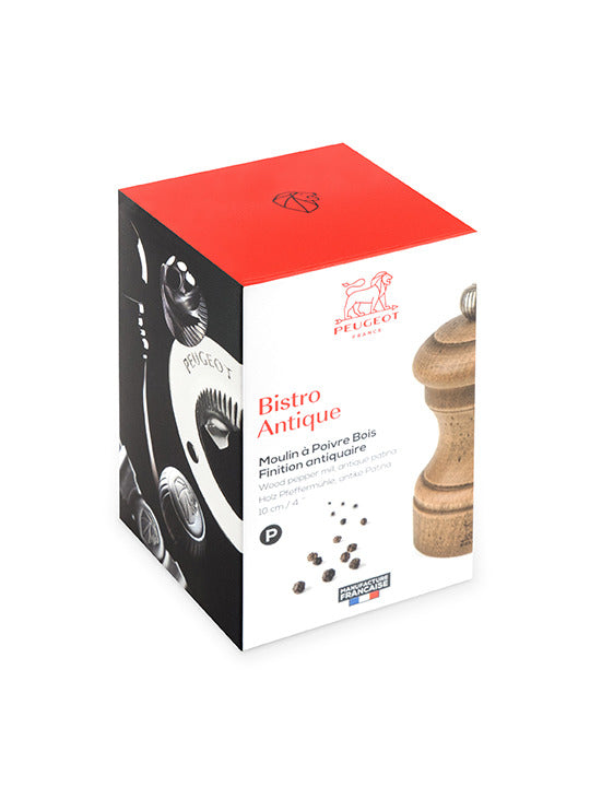Peugeot Bistro Antique Pepper Mill in Aged Wood - 10 cm