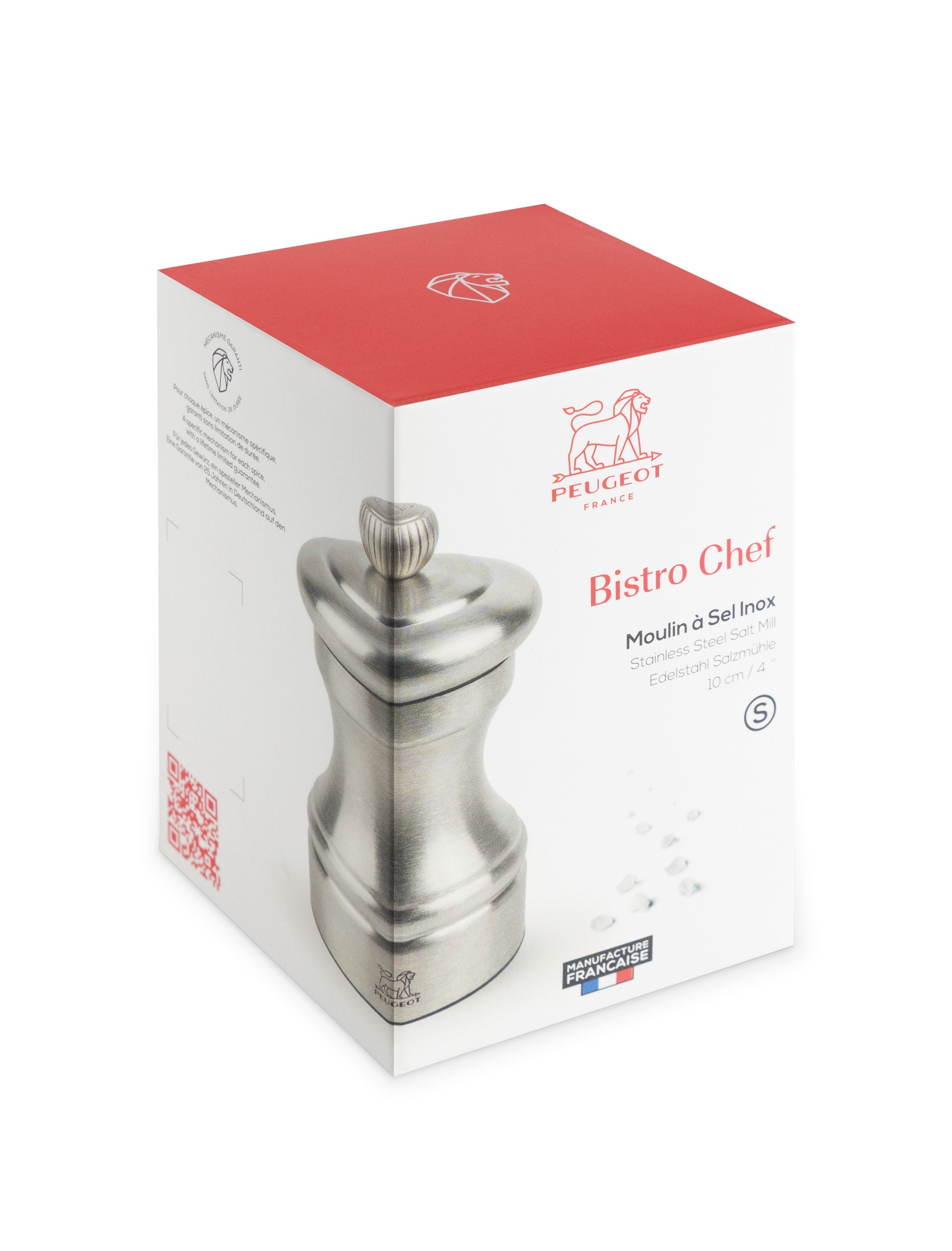 Peugeot Bistro Chef Salt Mill in Stainless Steel - 10 cm