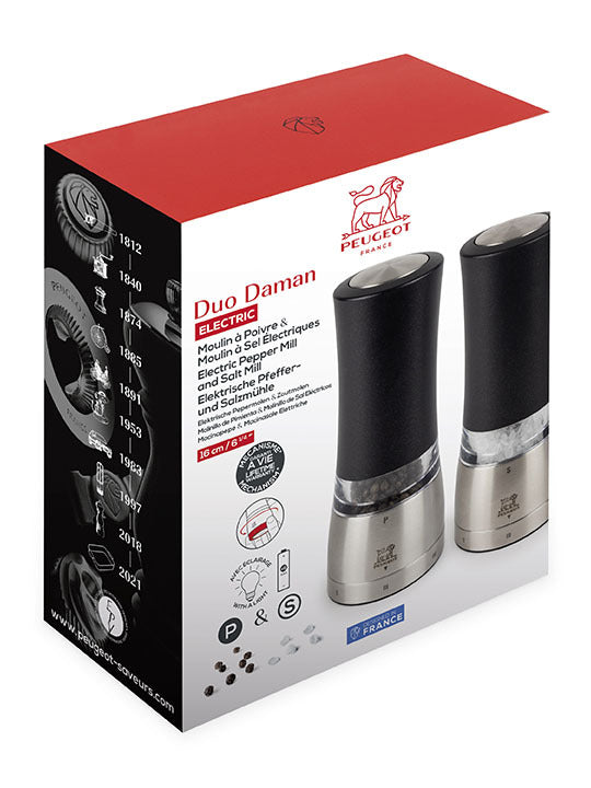 Peugeot Daman Electric u'Select Salt & Pepper Mills Duo - 16cm
