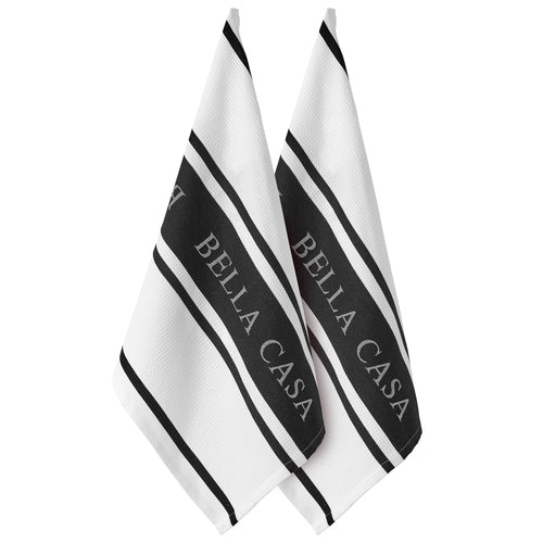 Ladelle Bella Casa Black 2pk Kitchen Towel