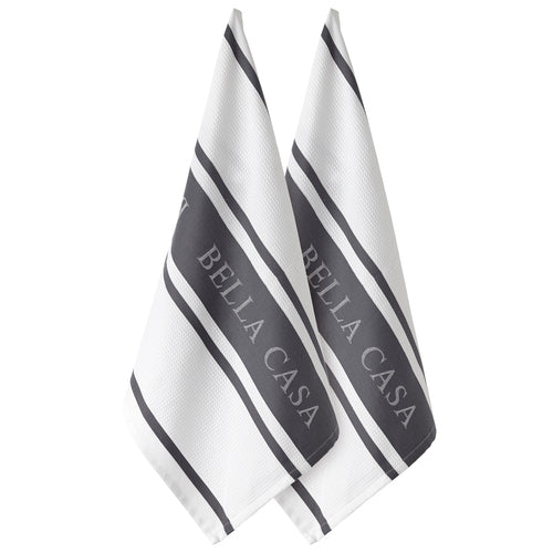 Ladelle Bella Casa Grey 2pk Kitchen Towel