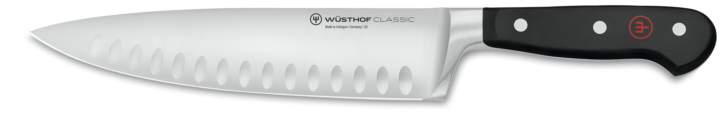 Wusthof Classic Black Chef's Knife with Hollows - 20cm