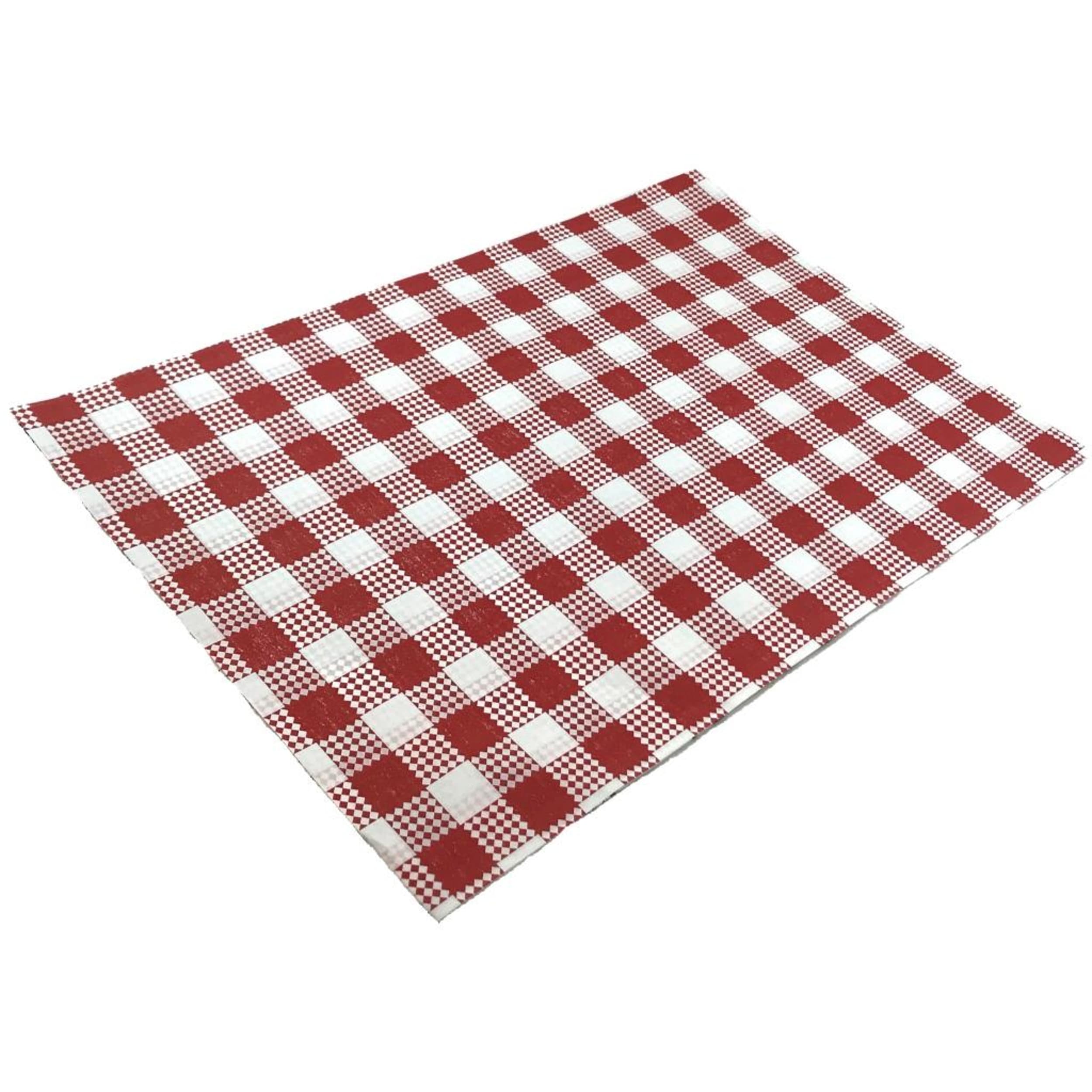 Catering Collection Greaseproof Paper Red Check 28gsm 1/4Cut 200x300mm Ream 200