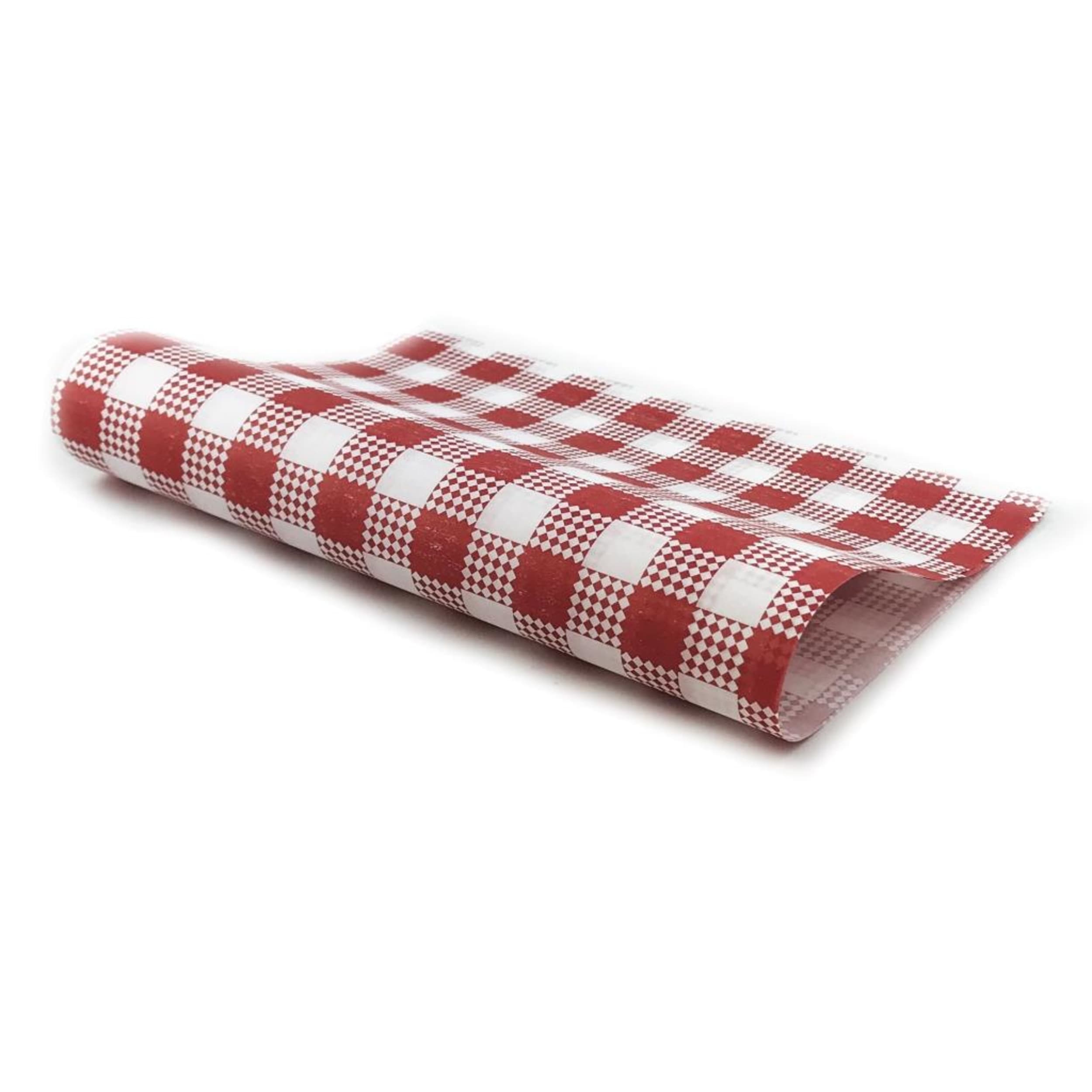 Catering Collection Greaseproof Paper Red Check 28gsm 1/2Cut 400x330mm Ream 200