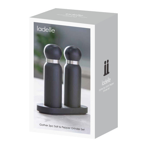 Ladelle Gather Black 3pc Salt & Pepper Grinder Set