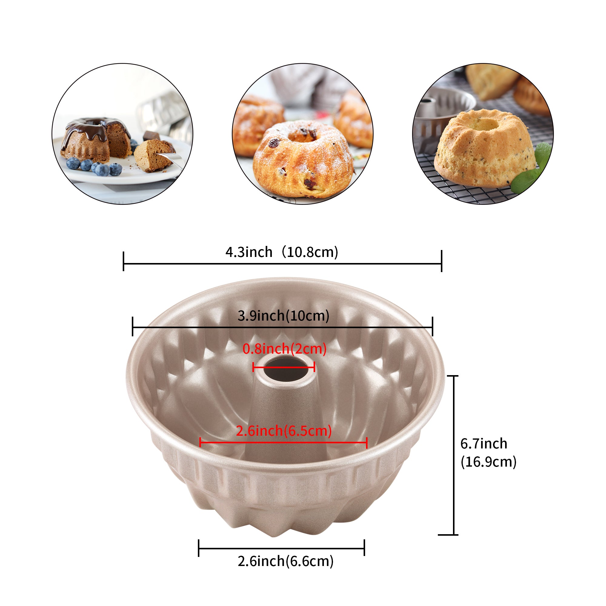 CHEFMADE Mini Kugelhopf Cake Pan 11cm Set of 4 (WK9033-4)